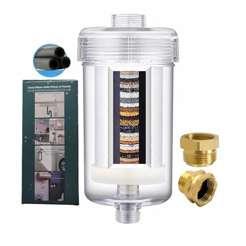 2 Micron High Flow Washing Machine Water Filter, Visible Washer Water Filter System, 99.5% Removal of Chlorine Fluoride, Heavy Metals, Scale, Clothes Yellowing,...