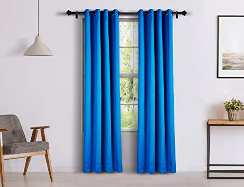 Image of Amazon Brand - Solimo Polyester Opaque Door Curtain, 7Ft (84 inch), Set Of 2, Blue, Blackout, Eyelet, Solid