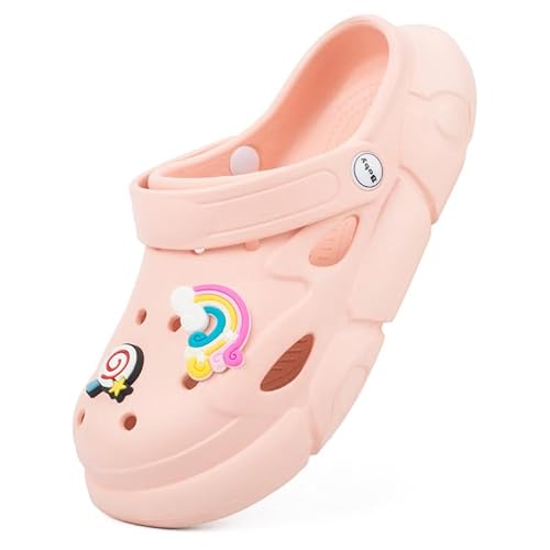 Upsolo Boys Girls Clogs Kid'S Garden Shoes Cute Cartoon Slides Sandals Slip-On Lightweight Indoor Outdoor Beach Water Shower Pool Slipper Children Kd701Pk32-33 Pink thumb #2