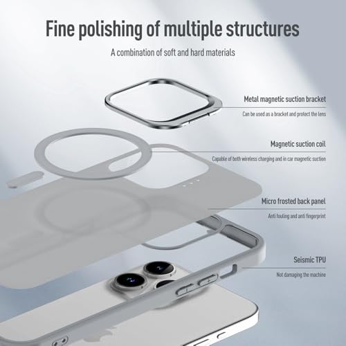 Coque de charge sans fil iPhone 14 avec support métal et dos mat - 2