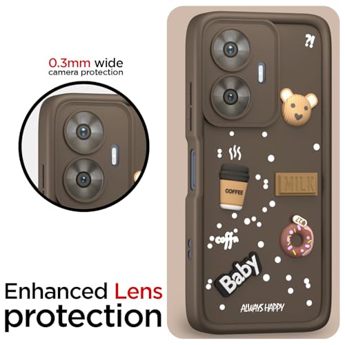 Image of Pikkme Back Cover for Realme Narzo N55 / Realme C55 | Cute Fun Cartoon 3D Bear Silicone Full Body Protection Bumper Cover (Brown)