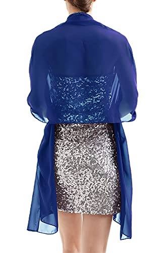 Alivila.Y Fashion Womens Soft Long Wrap Scarf Shawl-Royal Blue Chiffon - Thumbnail 2