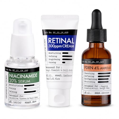 DERMA FACTORY Retinal Night Cream + Niacinamide 20% Serum + PDRN 4% Ampoule Bundle Set image 3
