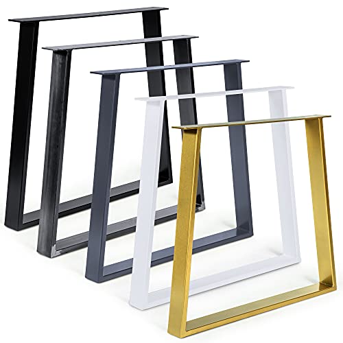 Magnetic Mobel 2X Tischkufen Tischgestell Trapez Tischbeine Schwarz Industrial Weiss Möbelfüße Stahl (50/60 cm, Gold)