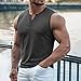 Sdeycui Fashion Sleeveless Tank for Men Business Solid Color Tshirts V Neck Baggy Comfy Casual Workout T-Shirts Dark Gray