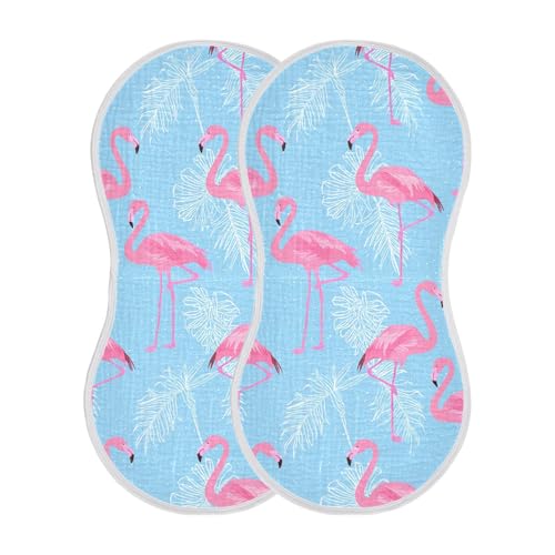 xigua Flamingos and Leaves Muslin Baby Burp Cloths Set of 4, Super Soft & Absorbent Burping Rags, Cotton Burp Clothes Shower Gift for Newborn, Baby Girls and Boys2