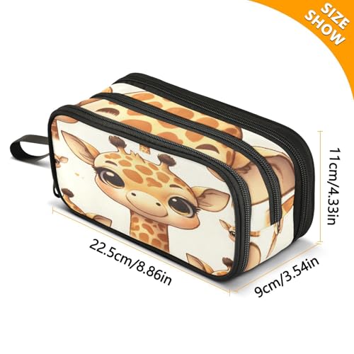 Image of ALAZA Cute Giraffe Face Pattern Pencil Case Large Capacity Pencil Pouch with 3 Compartments Stationery Case Pen Bag for Boys Girls Kids Adults School Office