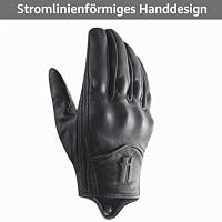 Harssidanzar Herren Motorradhandschuhe Leder Touchscreen Schwarz M – Ansicht 3