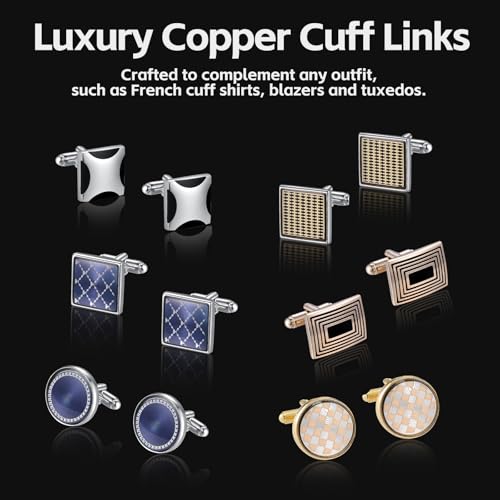 Cufflinks Set 12 Pairs Cuff Links Men-Fashion Cufflinks for Men-Classic Silver-tone Gold-tone Cufflinks for Business Wedding Party Gift Box2