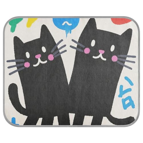 siphylline Cartoon Cute Black Cat Summer Keep Dogs Cool in Summer Self Cooling cat Bed for Outdoor for Hamster Outdoors pet Summer Manta Fria para Perros S