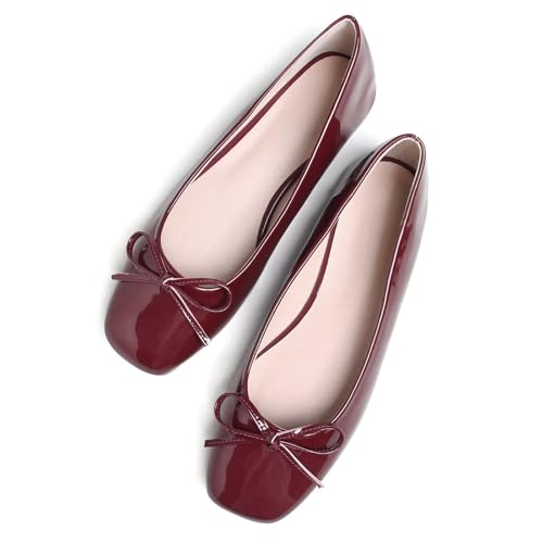Image of Dear Time Women's Casual Foldable Ballet Flats Square Toe Ballerina Flats Shoes Comfortable