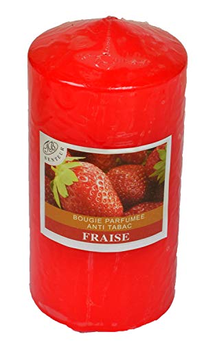 Candela votiva decorativa grassa, profumata, anti fumo, candele per la decorazione degli interni della tua casa e per creare un ambiente d'atmosfera. Rosso, Parfun Fragola 7,5 x 15 cm Durata 60 ore