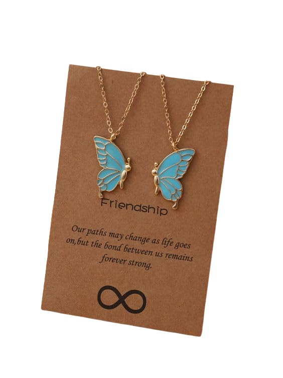 Octagon Hub Two Butterfly Necklace | Best Friends Necklace Chain Pendent | Blue Butterfly Wing Necklace | Girlfriends Pendant Gift for Women & Girls (Golden)-1 Pair (B0CVSC5GNL) Amazon Price History, Amazon Price Tracker
