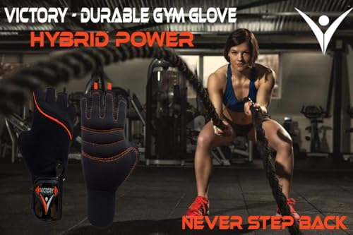 Image of Victory Gym Gloves for Men with Wrist Support Accessories, Gym Gloves for Women for Weightlifting, Gloves for Gym Workout for Training, Exercise, Cycling Gloves, Bike Sports Gloves (Orange)
