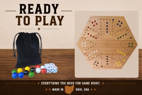 20 Inch Solid Oak Double-Sided Marble/Wahoo Board Game miniatura 6