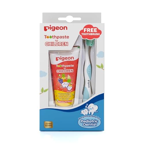 Image of Baby Toothpaste for Kids - Fruit Punch Flavor (45g) | Fluoride-Free, SLS-Free & Safe if Swallowed | Prevents Tooth Decay | Includes Kids Toothbrush (Blue) IDA Accepted