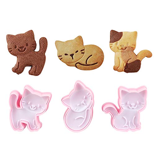 Cat Shape Animal Plunger Cookie Cutters Set Food Grade Fondant Stamper Set