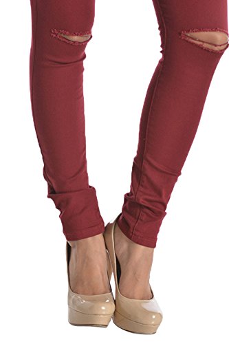 American Bazi Women's High Waisted Colored Ripped Skinny Pants4