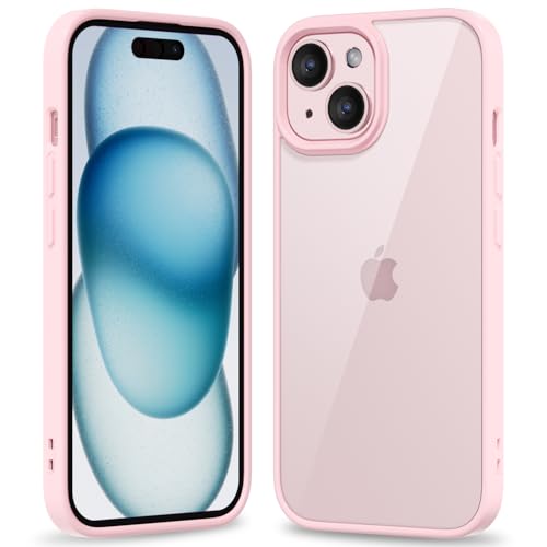 oakxco für iPhone 15 Plus/ 14 Plus Hülle Durchsichtig Transparent Handy Hülle Klar Ultra Dünn Handyhülle Slim Glatt Hart Plastik Schutzhülle & Einfarbig TPU Weich Bunt Gummi Silikon Bumper Rosa