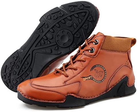 Honeystore Men's Motorcycle Booties Casual Chukka Boots Lace-up British Shoes Brown 12 D(M) US Men | Image 5