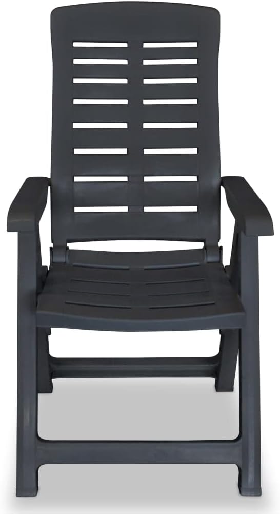 Reclining Patio Chairs 2 pcs Plastic Anthracite Lawn Chairs