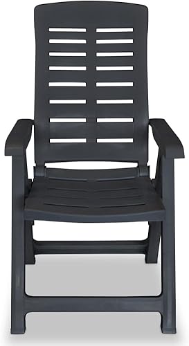 Miniatura 6 de Sillas reclinables de patio 2 piezas, sillas de exterior, sillas de patio, sillas de comedor, para jardín, césped, patio trasero, plástico, antracita