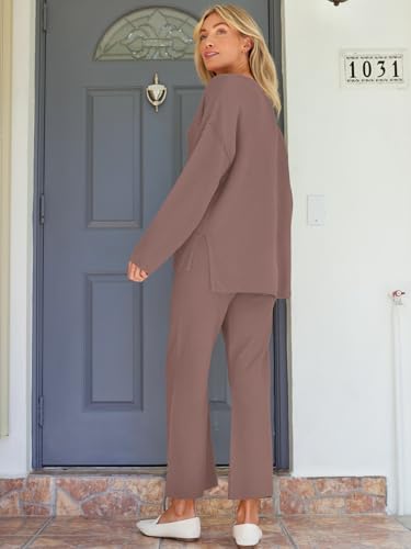 Image of LILLUSORY Women's 2 Piece Lounge Sets Oversized Slouchy Matching Cozy Knit Sets