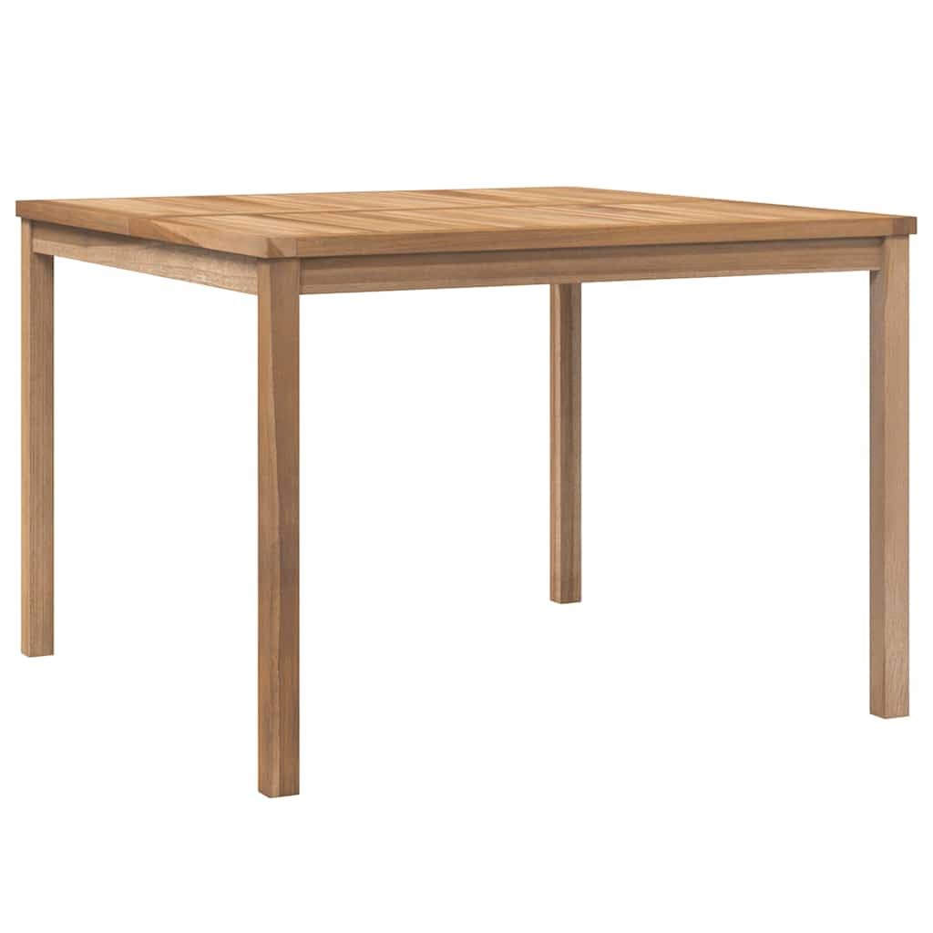 Stół do jadalni z litego drewna tekowego, 110 x 110 x 77 cm, stół ogrodowy z glazurą na bazie wody, odporny na warunki atmosferyczne, stół do jadalni, do kuchni, na taras lub do ogrodu, gładko