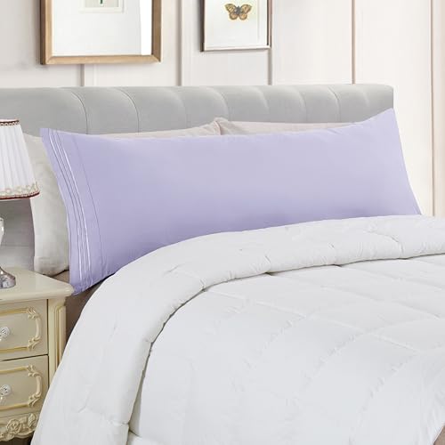 Image of Elegant Comfort Luxury Ultra-Soft 1-Piece Body Pillowcase - 1500 Premium Hotel Quality Microfiber Double Brushed - Wrinkle Resistant, Body Pillowcase Size, Lilac
