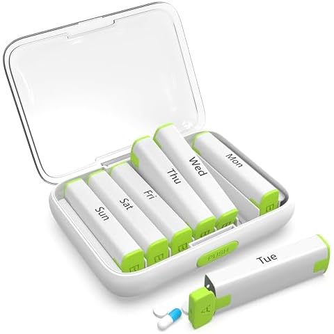 BEXEEN Weekly Pill Organizer 2 Times a Day - Pill Box 7 Day Am Pm - Travel Medicine Organizer Twice Daily Vitamin Holder Portable Supplement Case Week Morning Night Med Dispenser Detachable Container Cover