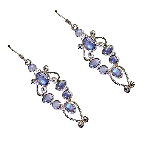 Boucle d'oreille pierre de lune anti-allergie en argent 925 véritable