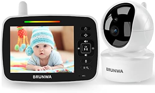 BRUNWA Baby-Monitor-with-Camera and Audio 3.5" Screen Video Baby Monitor, Two Way Talk and Remote Camera, Night Vision and 960ft Range. (White)