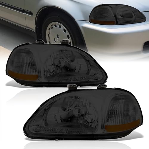 AJP Distributors JDM Front Bumper Driving Signal Headlights Headlamps Assembly Left+Right Pair Set Compatible/Replacement For Civic EK EJ EM 2DR Coupe 3DR Hatchback 4DR Sedan 1996 1997 1998 96 97 98