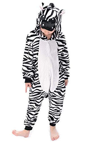 Pijama Kigurumi animal Cosplay disfarces animados Zebra roupa de dormir unissexo, altura entre 9,0 e 1,48 m - Zebra