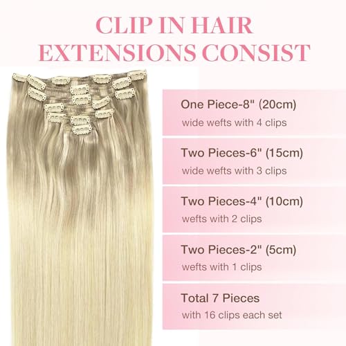 Image of GOO GOO Clip in Hair Extensions Real Human Hair Blonde Remy Extensions