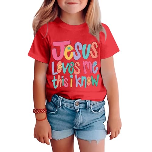Image of BINTEHGS Jesus Shirts for Kids Christian Graphic Tees for Girls Religious God Tshirts Inspirational Bible Verse Cute T-Shirts