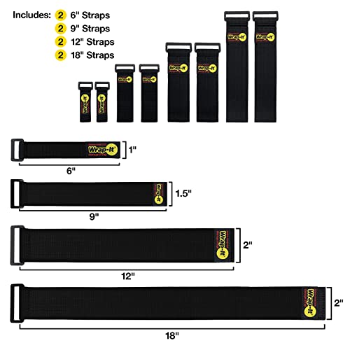 Super-Stretch Wrap-It Storage Straps (Assorted 8 Pack) - Elastic Hook And Loop Cinch Straps - Extension Cord Organizer, Hose, Rope And Cables Straps, Cord Wrap, Garage And Rv Organization, Dad Gift #TOP2