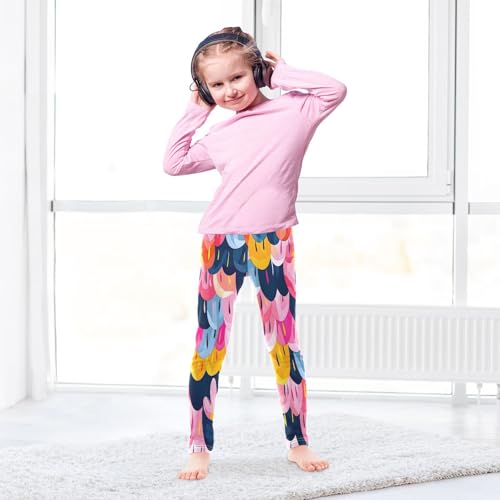 Bolaz Toddler Girls Leggings Printed Yoga Pants Leggings Pink Fish Scales Flowers for Kids4