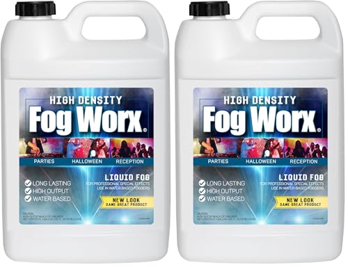 Image of FogWorx Extreme High Density Fog Juice Gallon - Long Lasting, High Output, Odorless Water Based Fog Machine Fluid - for 400 Watt to 1500 Watt Machines (Pack of 2)