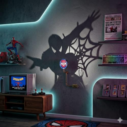 Image of Roronoa Zoro Anime Shadow Lamp | One Piece Wanted Wall Light | LED Anime Wall Decor, Character Shadow Projection Lamp | Otaku Room Bedroom Decor (Spiderman Shadow Lamp)