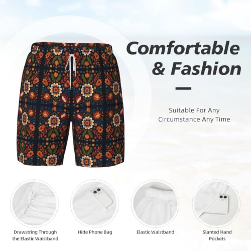Bañador de playa casual para hombre con flores geométricas 5