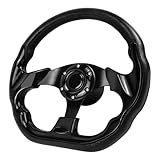 LOSCHEN Boat Steering Wheel Polyurethane Leather with 3/4' Axle Marine Steering Wheel Adapter for Marine Boats,Vessels,Yachts,Pontoons Boat-Black