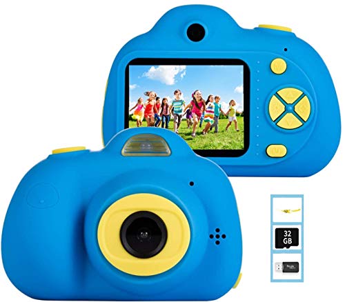 ToyZoom, Kinderkamera, 18 MP, Selfie-Kamera, 1080p, HD, digital, Videokamera für Kinder, mit SD-Karte 32 GB, 4 x Zoom/Blitz, 120° Weitwinkel (Blau)