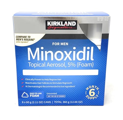 Kirkland Signature Hair Regrowth Treatment Minoxidil Foam for Men, 2.11 oz, 6 Count (6 Month Supply)