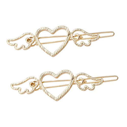 Beaupretty 2 Piezas horquilla lazos para el cabello bandas elásticas para el cabello transparente puños hair clips orquillas apretones de pelo de corazón agarre para peinar el cabello Golden