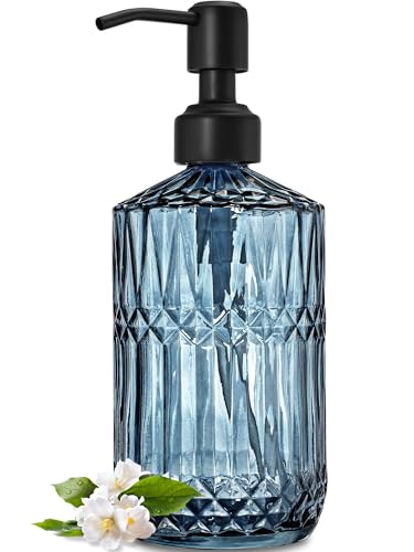 JASAI 18Oz Blue Soap Dispenser with Black Rust Proof Pump, Refillable Bathroom soap...