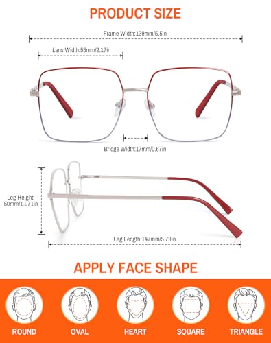 Image of Blue Light Glasses, Stylish Anti Blue Light Blocking Glasses for Computer Reading, Gaming, TV, Phones