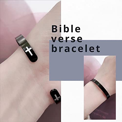 Renyilin Black Stainless Steel Religion Quotes Faith In Christian Bible Verses Inspiring Cuff Bracelets For Men And Women thumb #2