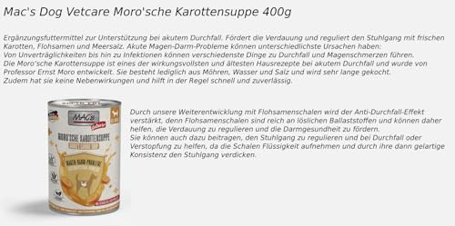 MACs Dog Vetcare Gastrointestinal Moro'sche Karottensuppe 6 x 400g | mit frischen Karotten, Flohsamen und Meersalz | Vegetarisch
