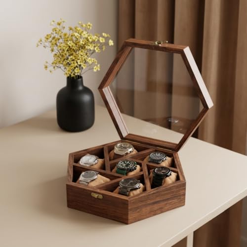 Image of Wooden Watch Box /Case, Handmade Superior Indian Rosewood Watch Display Box Case for Men| Wooden Watch Box for Men. (7 slot -5)